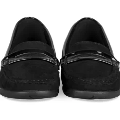 Mocassins NOIR Femme Motif Uni A Enfiler