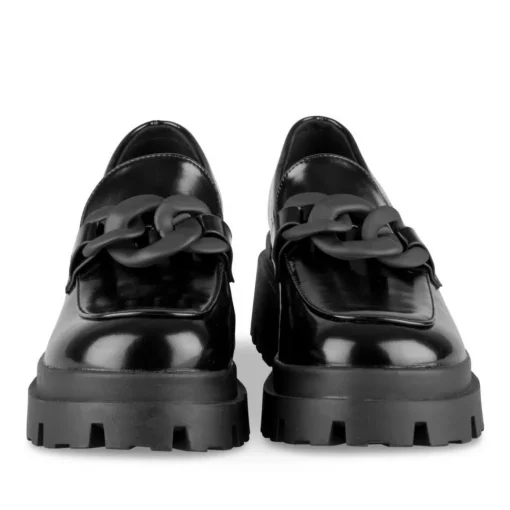 Mocassins NOIR Femme Motif Chaîne A Enfiler