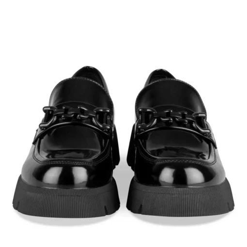 Mocassins NOIR Femme Motif Chaîne A Enfiler