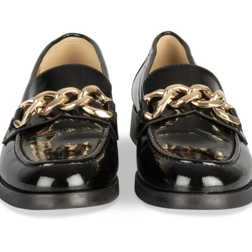 Mocassins NOIR Femme Motif Chaîne A Enfiler