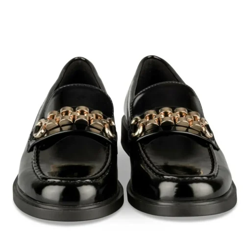 Mocassins NOIR Femme Motif Chaîne A Enfiler