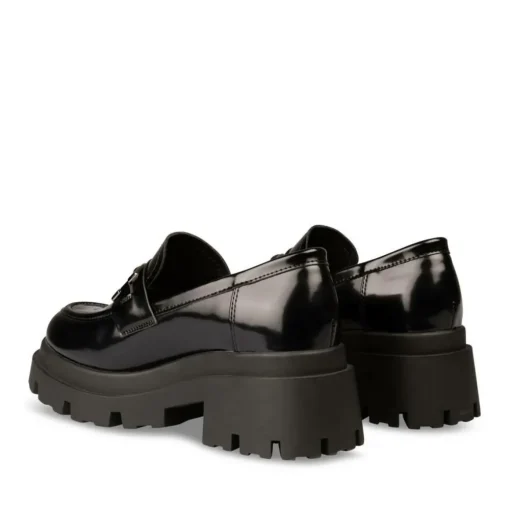 Mocassins NOIR Femme Motif Vernis A Enfiler