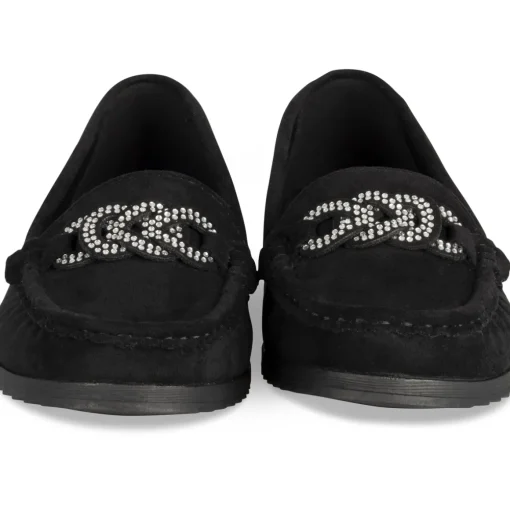Mocassins NOIR Femme Motif Uni A Enfiler