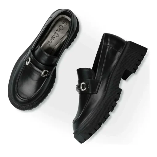 Mocassins NOIR Femme Motif Uni A Enfiler