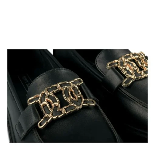 Mocassins NOIR Femme Motif Chaîne A Enfiler