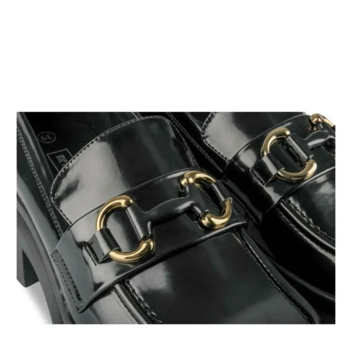 Mocassins NOIR Femme Motif Chaîne A Enfiler