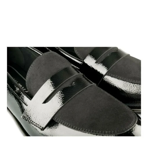 Mocassins NOIR Femme Motif Vernis A Enfiler
