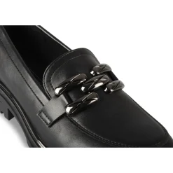 Mocassins NOIR Femme Motif Chaîne A Enfiler