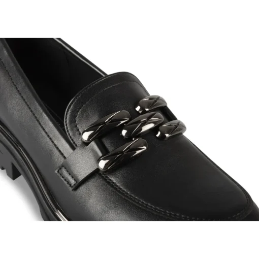 Mocassins NOIR Femme Motif Chaîne A Enfiler