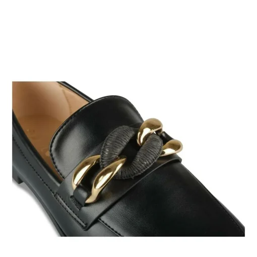 Mocassins NOIR Femme Motif Chaîne A Enfiler