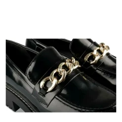 Mocassins NOIR Femme Motif Chaîne A Enfiler
