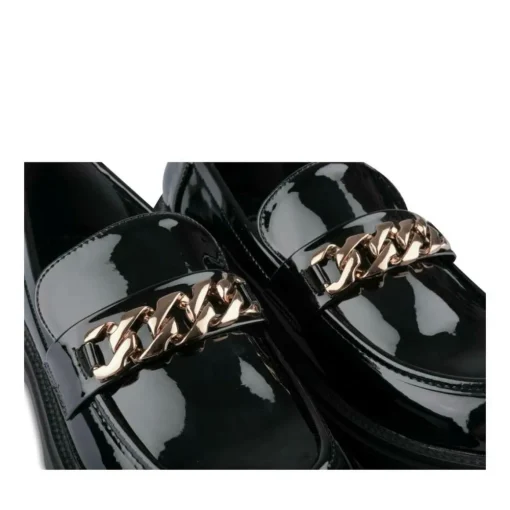 Mocassins NOIR Femme Motif Chaîne A Enfiler