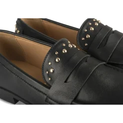 Mocassins NOIR Femme Motif Uni A Enfiler
