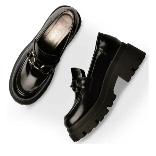 Mocassins NOIR Femme Motif Vernis A Enfiler