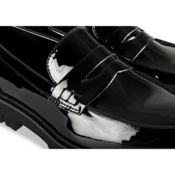 Mocassins NOIR Femme Motif Vernis A Enfiler