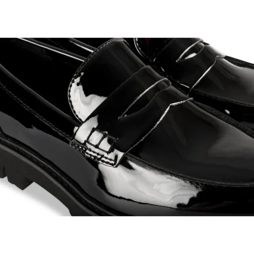 Mocassins NOIR Femme Motif Vernis A Enfiler