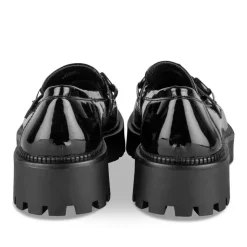 Mocassins NOIR Femme Motif Vernis A Enfiler