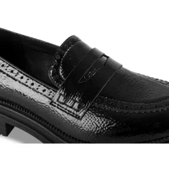 Mocassins NOIR Femme Motif Vernis A Enfiler