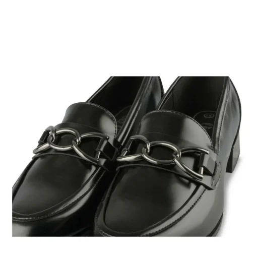 Mocassins NOIR Femme Motif Chaîne A Enfiler