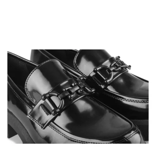 Mocassins NOIR Femme Motif Chaîne A Enfiler