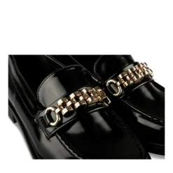 Mocassins NOIR Femme Motif Chaîne A Enfiler