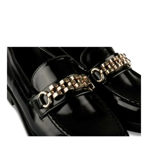 Mocassins NOIR Femme Motif Chaîne A Enfiler