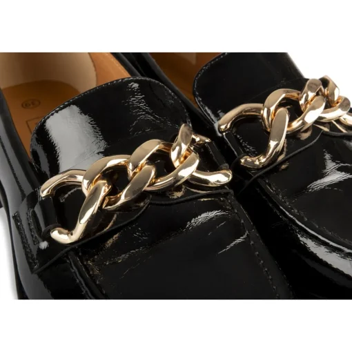 Mocassins NOIR Femme Motif Chaîne A Enfiler