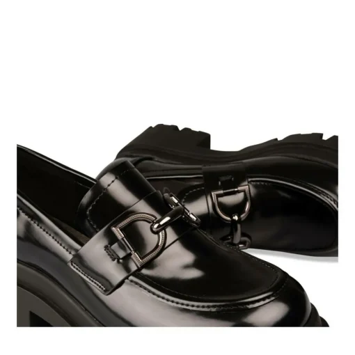 Mocassins NOIR Femme Motif Vernis A Enfiler