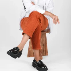 Mocassins NOIR Femme Motif Chaîne A Enfiler