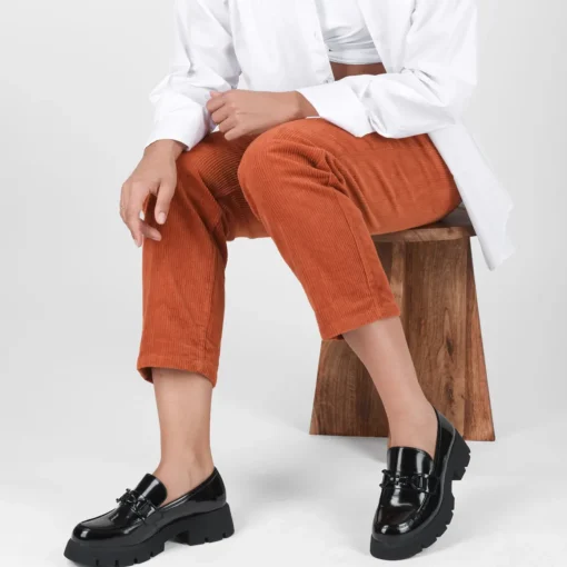 Mocassins NOIR Femme Motif Chaîne A Enfiler