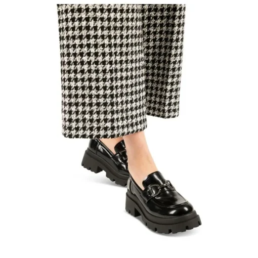 Mocassins NOIR Femme Motif Vernis A Enfiler