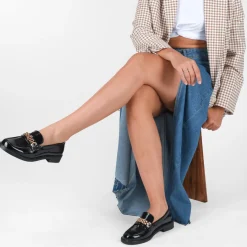 Mocassins NOIR Femme Motif Chaîne A Enfiler