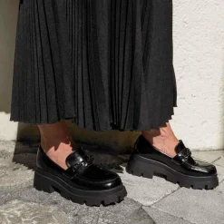 Mocassins NOIR Femme Motif Uni A Enfiler