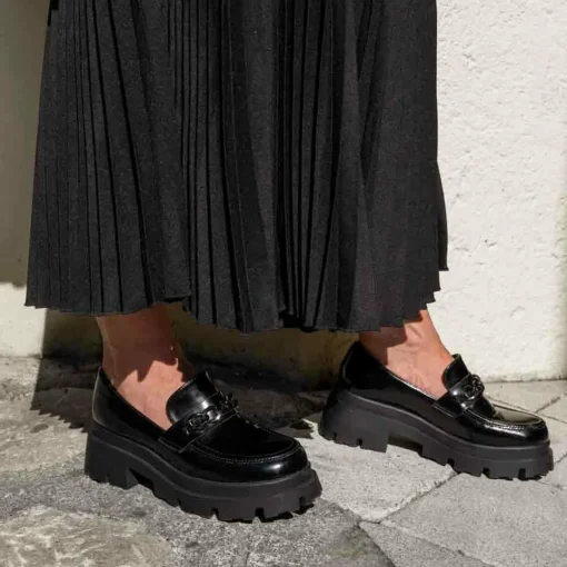 Mocassins NOIR Femme Motif Uni A Enfiler