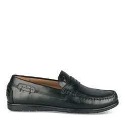 Mocassins NOIR Homme CUIR Motif Uni A Enfiler