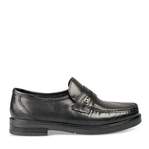 Mocassins NOIR Homme CUIR Motif Uni A Enfiler