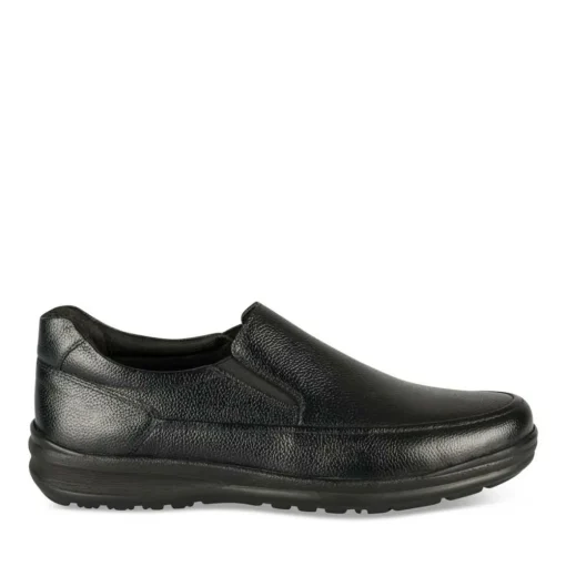 Mocassins NOIR Homme CUIR Motif Uni A Enfiler