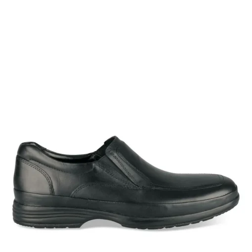 Mocassins NOIR Homme CUIR Motif Uni A Enfiler