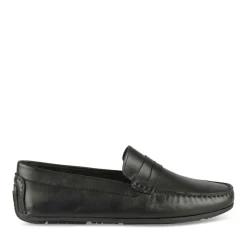 Mocassins NOIR Homme CUIR Motif Uni A Enfiler