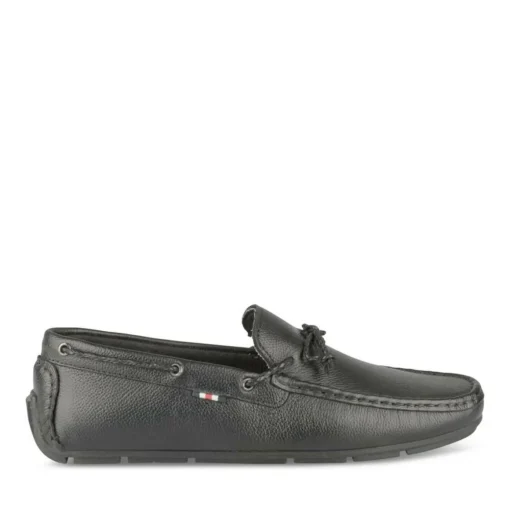 Mocassins NOIR Homme CUIR Motif Uni Lacets