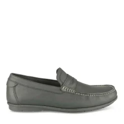 Mocassins NOIR Homme CUIR Motif Uni A Enfiler
