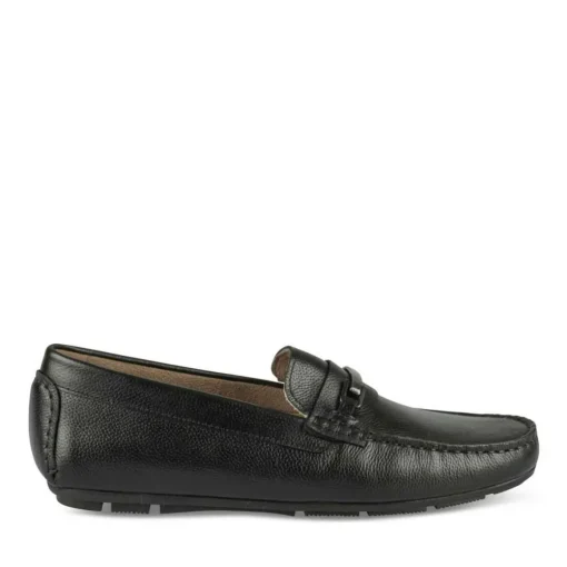 Mocassins NOIR Homme CUIR Motif Uni A Enfiler