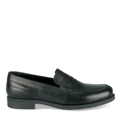 Mocassins NOIR Homme CUIR Motif Uni A Enfiler