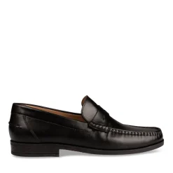 Mocassins NOIR Homme CUIR Motif Uni A Enfiler