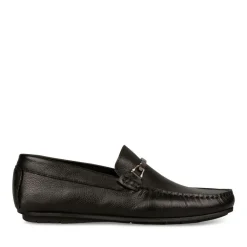 Mocassins NOIR Homme CUIR Motif Uni A Enfiler