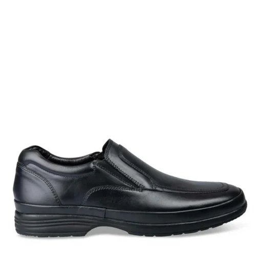 Mocassins NOIR Homme CUIR Motif Uni A Enfiler