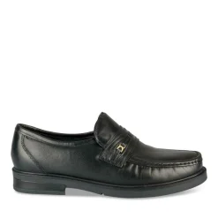 Mocassins NOIR Homme CUIR Motif Uni A Enfiler