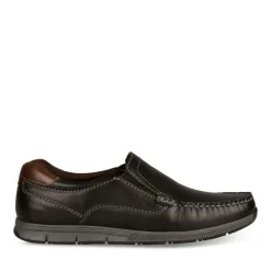 Mocassins NOIR Homme CUIR Motif Uni A Enfiler