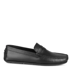 Mocassins NOIR Homme CUIR Motif Uni A Enfiler