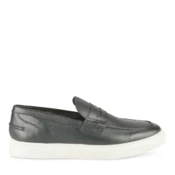 Mocassins NOIR Homme CUIR Motif Uni A Enfiler